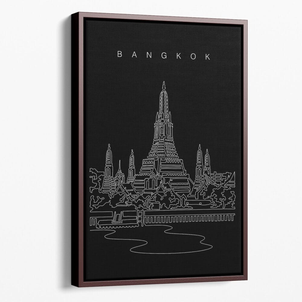 Framed Bangkok Wat Arun Canvas Print - Portrait - Main - Dark Framed Bangkok Wat Arun Canvas Print - Portrait - Main - Dark