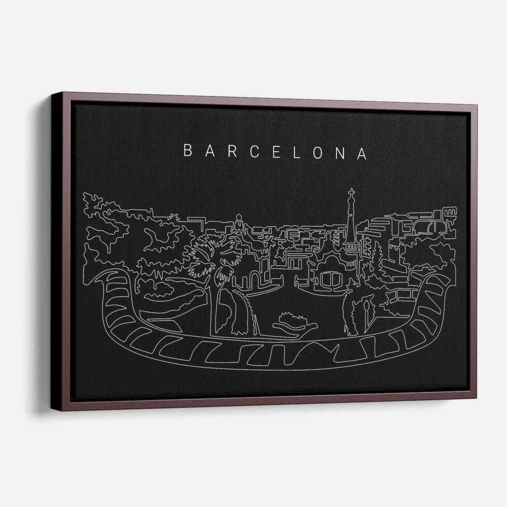 Framed Barcelona Park Guell Canvas Print - Main - Dark Framed Barcelona Park Guell Canvas Print - Main - Dark
