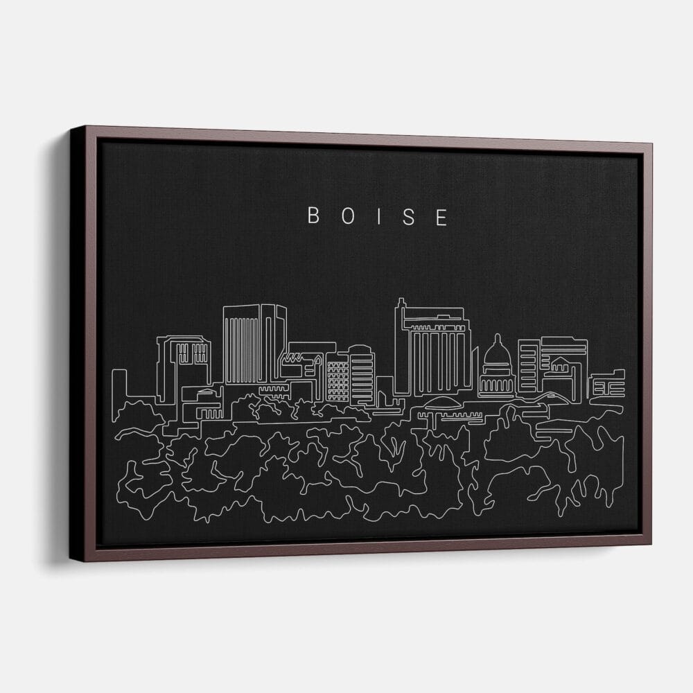 Framed Boise Idaho Canvas Print - Main - Dark Framed Boise Idaho Canvas Print - Main - Dark