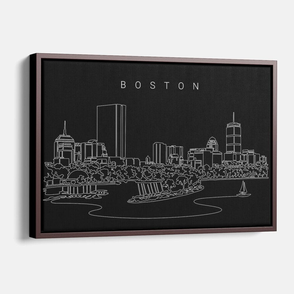 Framed Boston Charles River Canvas Print - Main - Dark Framed Boston Charles River Canvas Print - Main - Dark