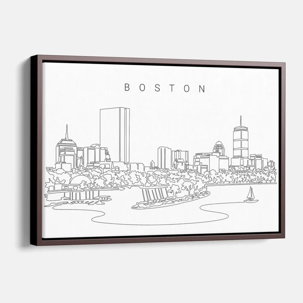 Framed Boston Charles River Canvas Print - Main - Light Framed Boston Charles River Canvas Print - Main - Light