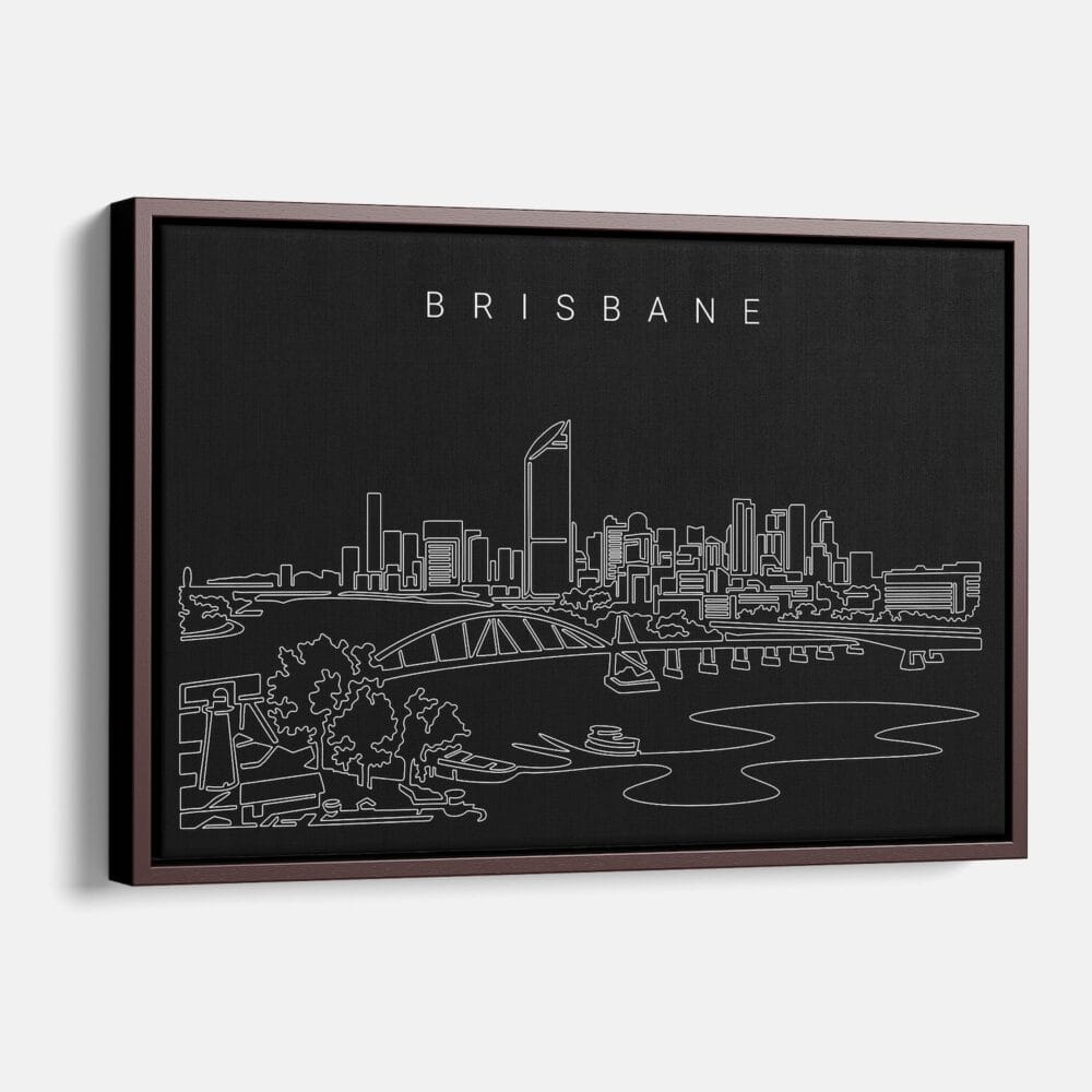Framed Brisbane Canvas Print - Main - Dark Framed Brisbane Canvas Print - Main - Dark