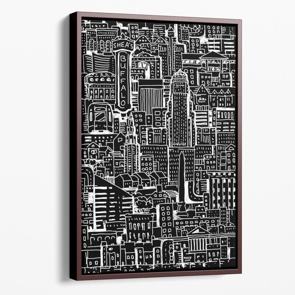 Framed Buffalo NY Canvas Print - Portrait - Main - Dark Framed Buffalo NY Canvas Print - Portrait - Main - Dark