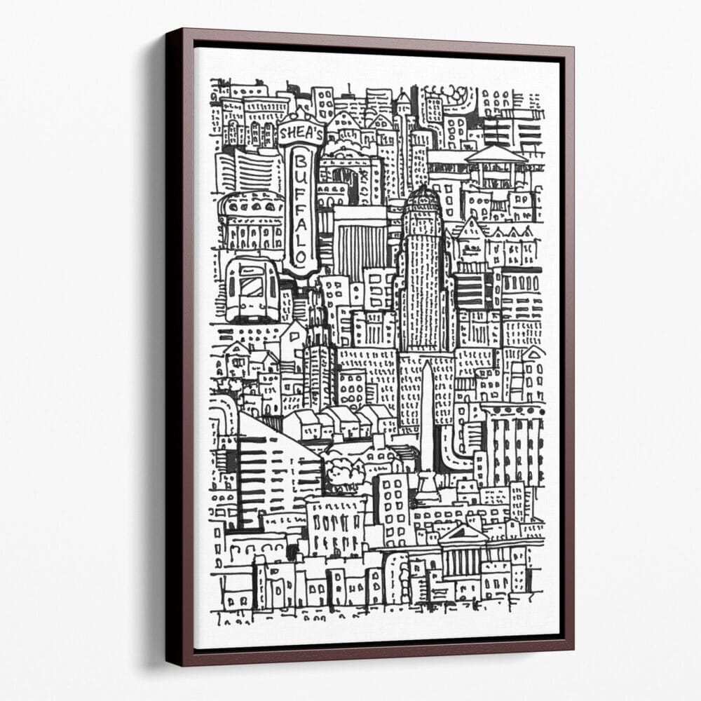 Framed Buffalo NY Canvas Print - Portrait - Main - Light