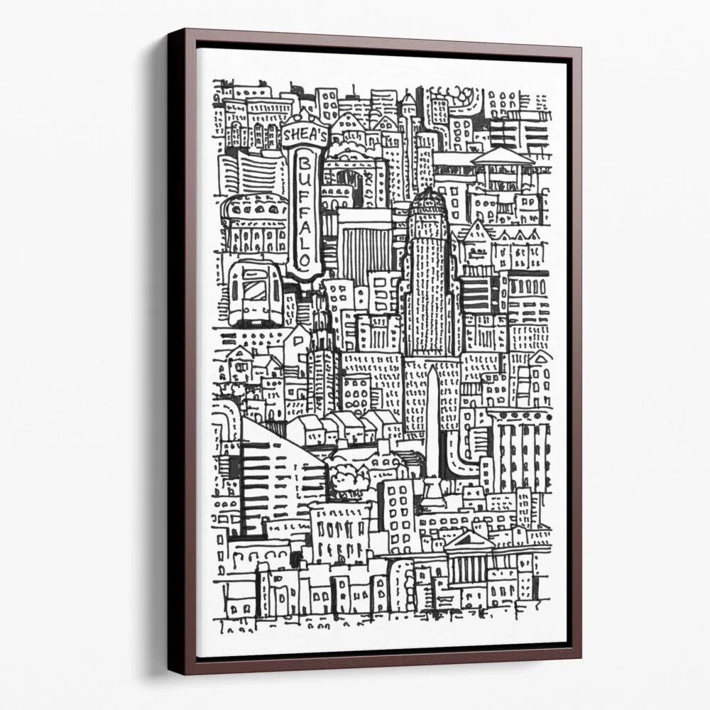 Framed Buffalo NY Canvas Print - Portrait - Main - Light