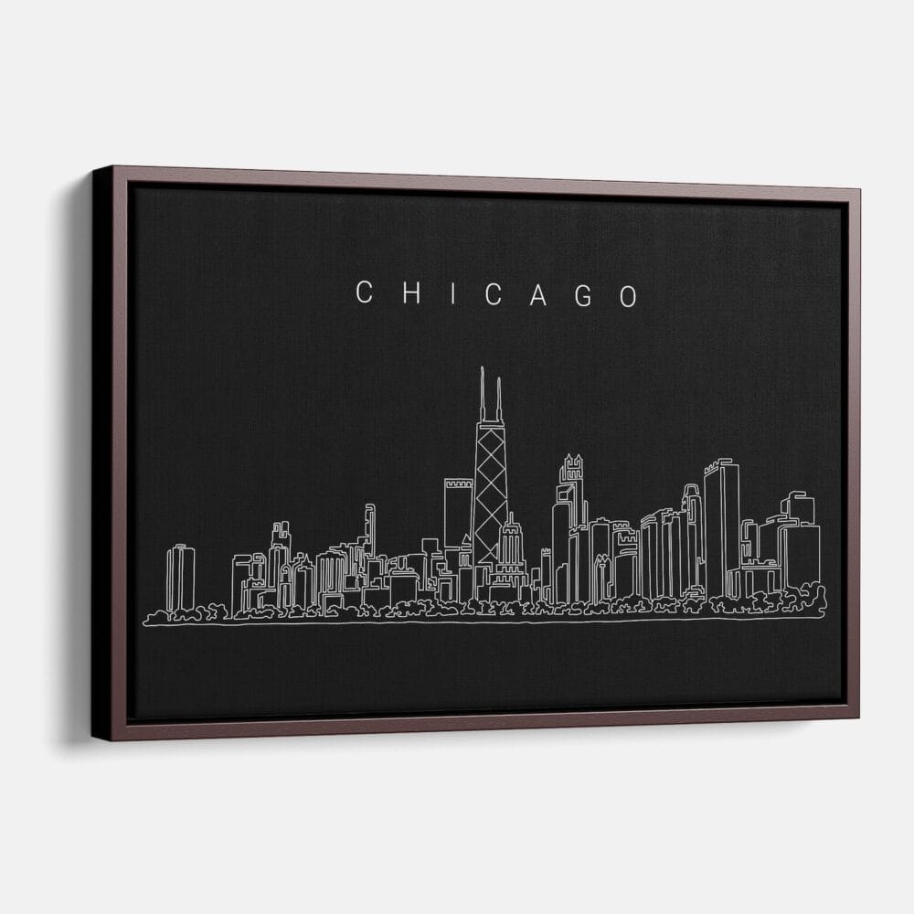 Framed Chicago Canvas Print - Main - Dark Framed Chicago Canvas Print - Main - Dark