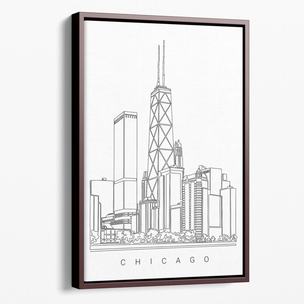Framed Chicago Canvas Print - Portrait - Main - Light