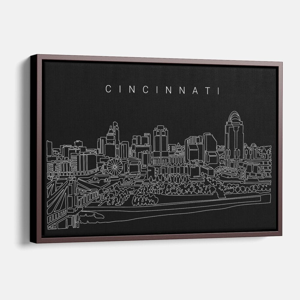 Framed Cincinnati Canvas Print - Main - Dark Framed Cincinnati Canvas Print - Main - Dark