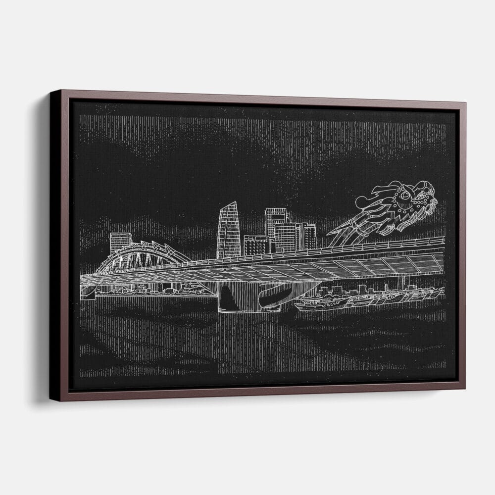 Framed Da Nang Vietnam Canvas Art print - Main - Dark Framed Da Nang Vietnam Canvas Art print - Main - Dark