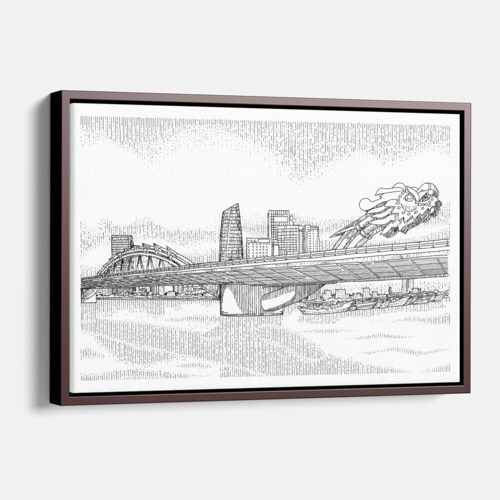 Framed Da Nang Vietnam Canvas Art print - Main - Light