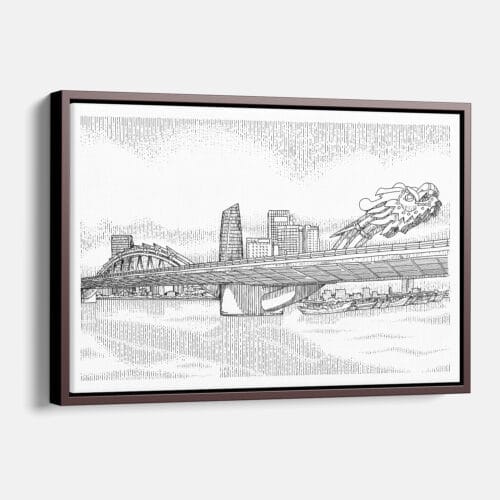 Framed Da Nang Vietnam Canvas Art print - Main - Light