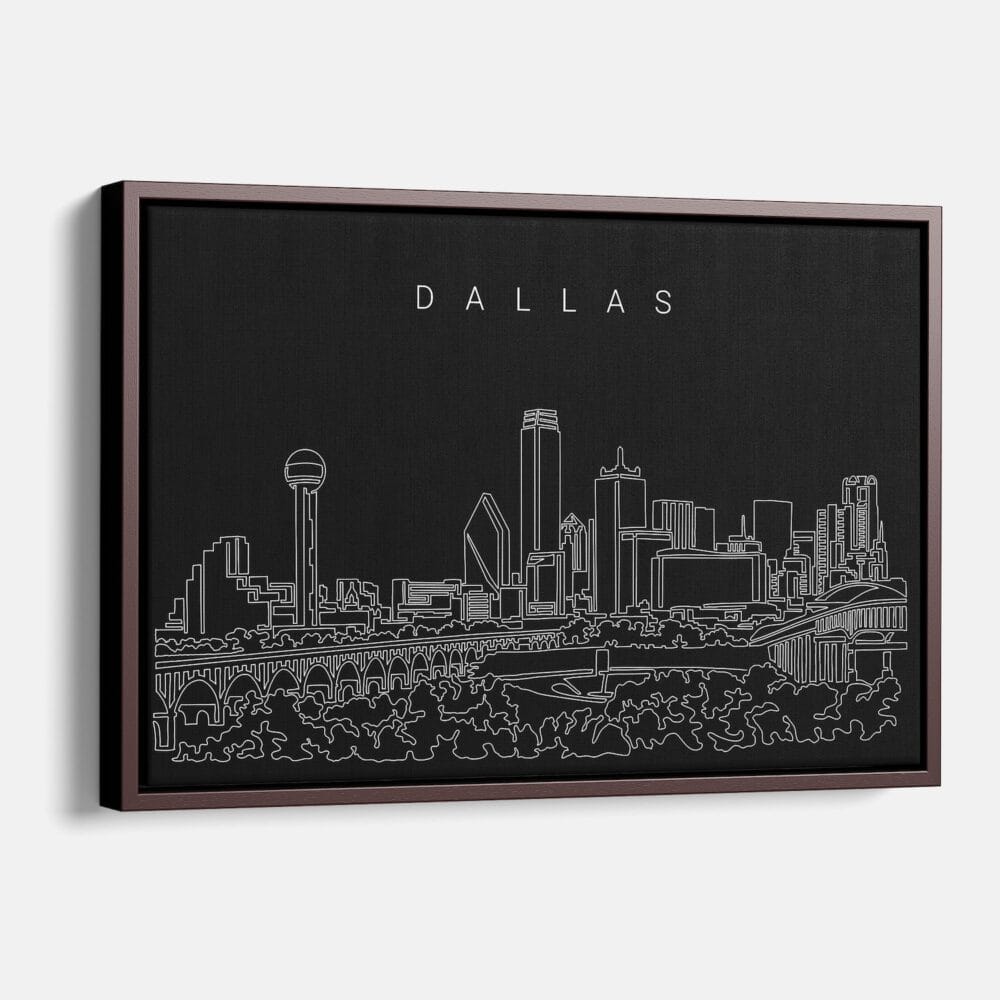 Framed Dallas Texas Canvas Print - Main - Dark Framed Dallas Texas Canvas Print - Main - Dark