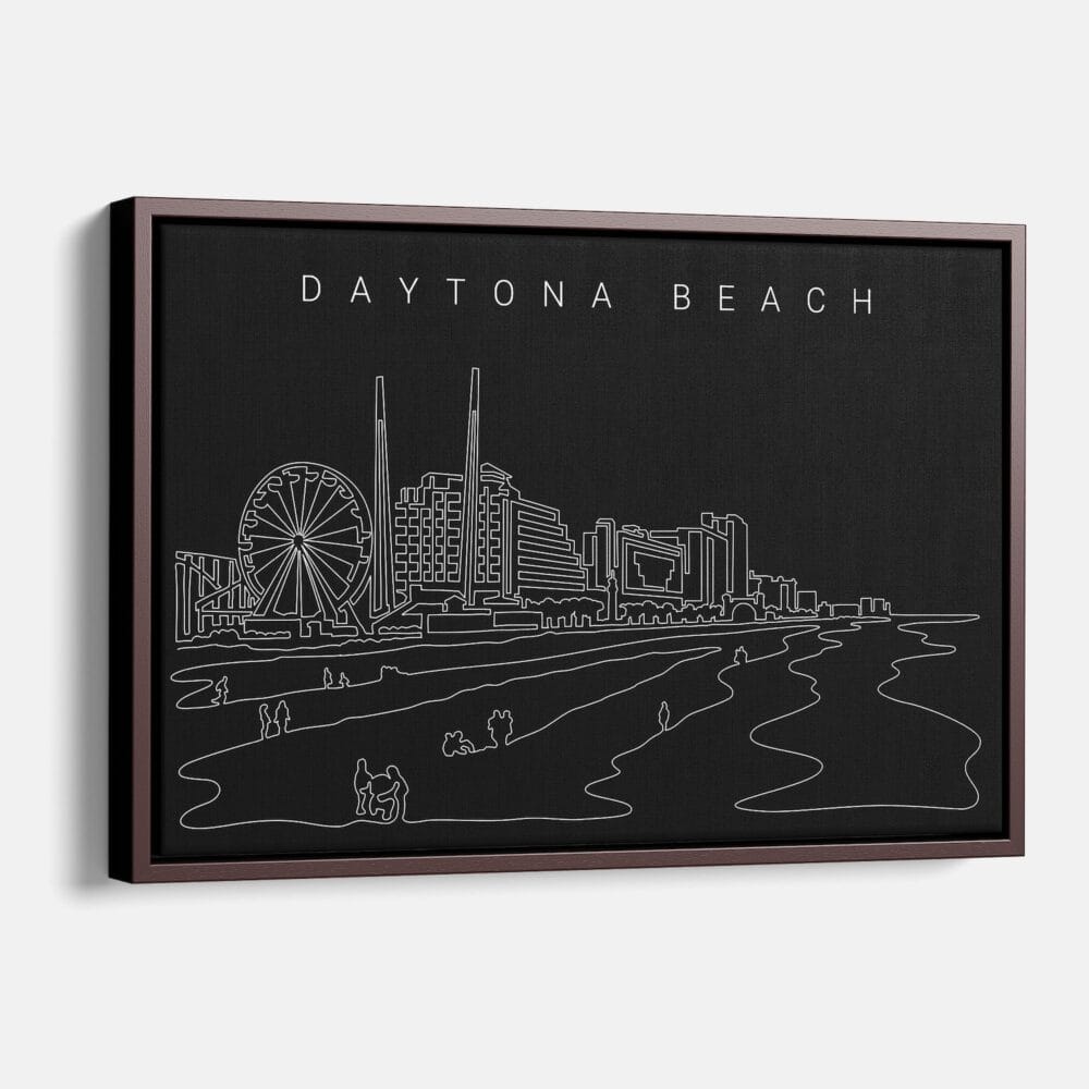 Framed Daytona Beach Canvas Print - Main - Dark Framed Daytona Beach Canvas Print - Main - Dark