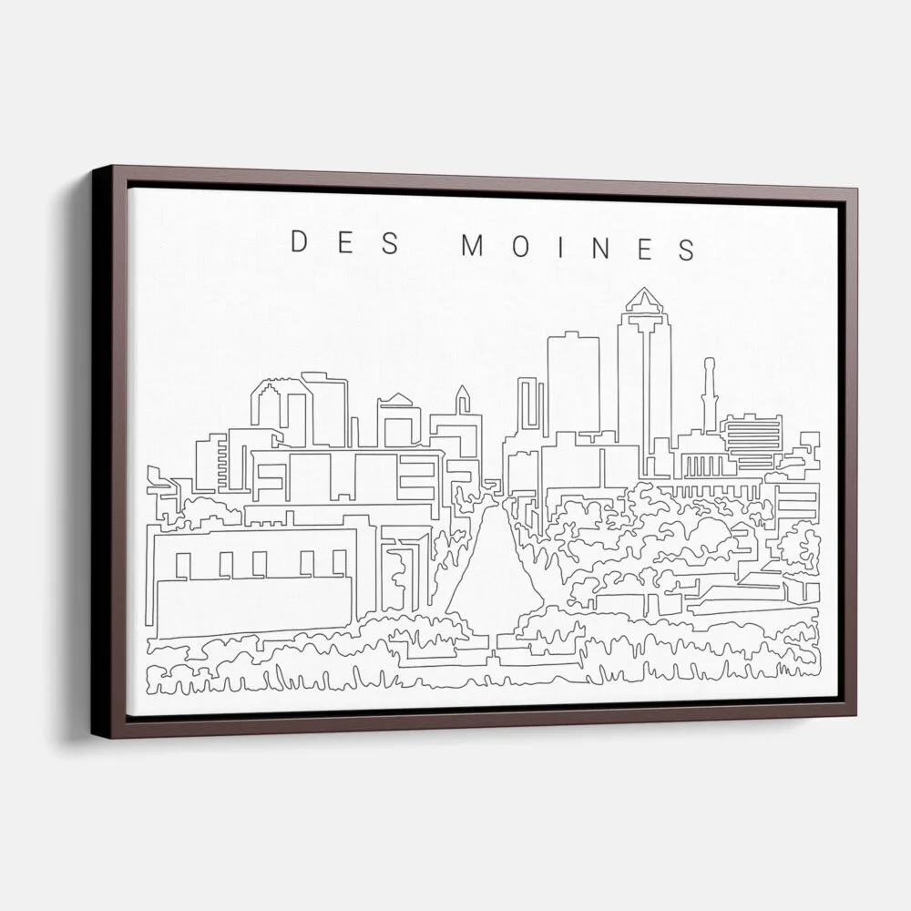 Framed Des Moines Canvas Print - Main - Light
