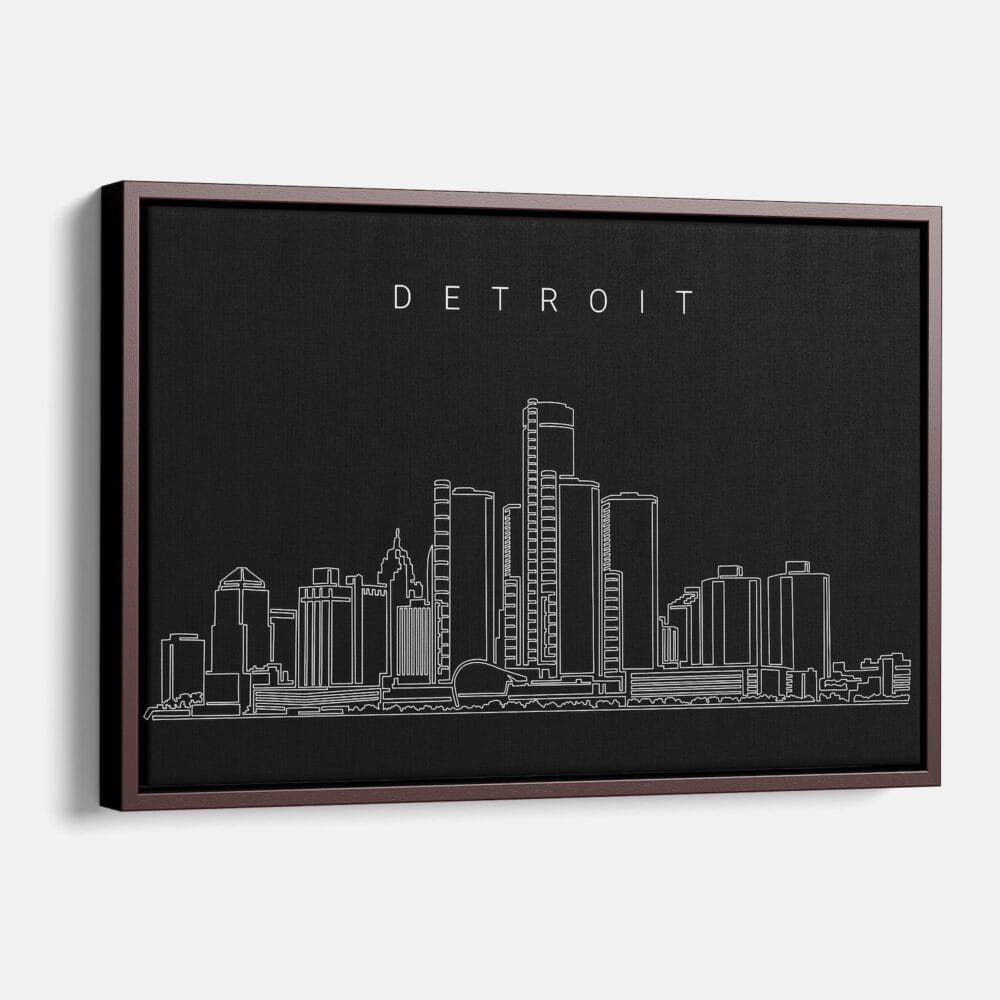 Framed Detroit Canvas Print - Main - Dark Framed Detroit Canvas Print - Main - Dark