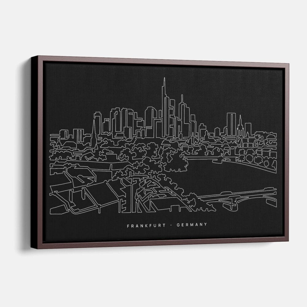 Framed Frankfurt Main Canvas Print - Main - Dark Framed Frankfurt Main Canvas Print - Main - Dark
