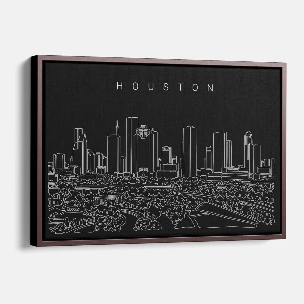 Framed Houston Texas Canvas Print - Main - Dark Framed Houston Texas Canvas Print - Main - Dark