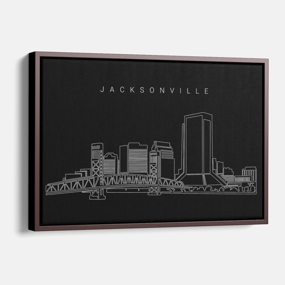 Framed Jacksonville Canvas Print - Main - Dark Framed Jacksonville Canvas Print - Main - Dark