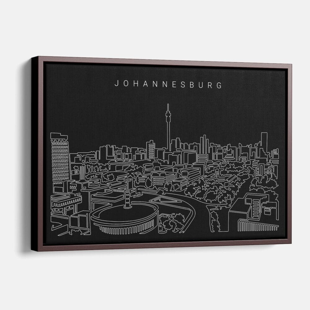 Framed Johannesburg Canvas Print - Main - Dark Framed Johannesburg Canvas Print - Main - Dark