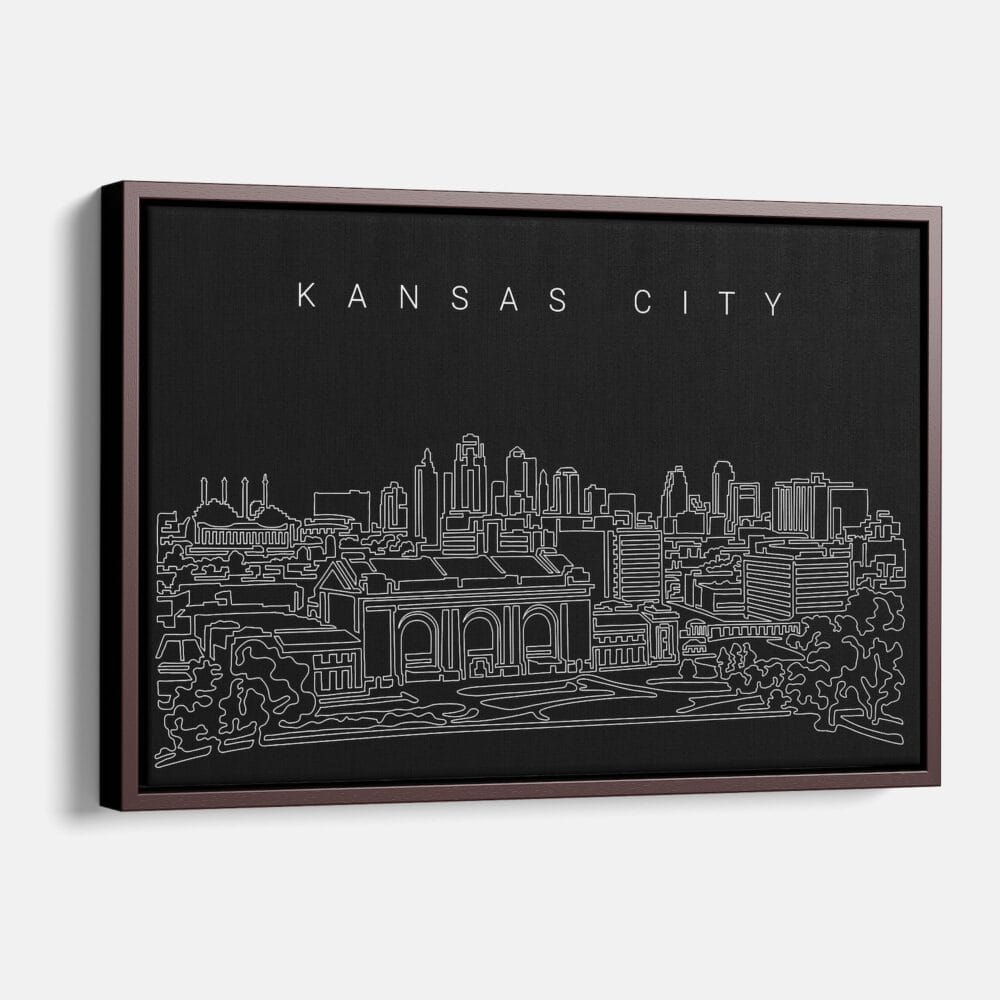 Framed Kansas City Canvas Print - Main - Dark Framed Kansas City Canvas Print - Main - Dark