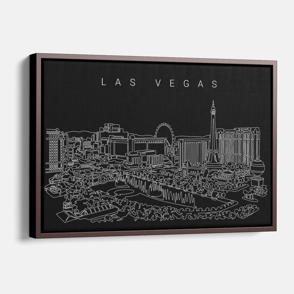 Framed Las Vegas Canvas Print - Main - Dark Framed Las Vegas Canvas Print - Main - Dark