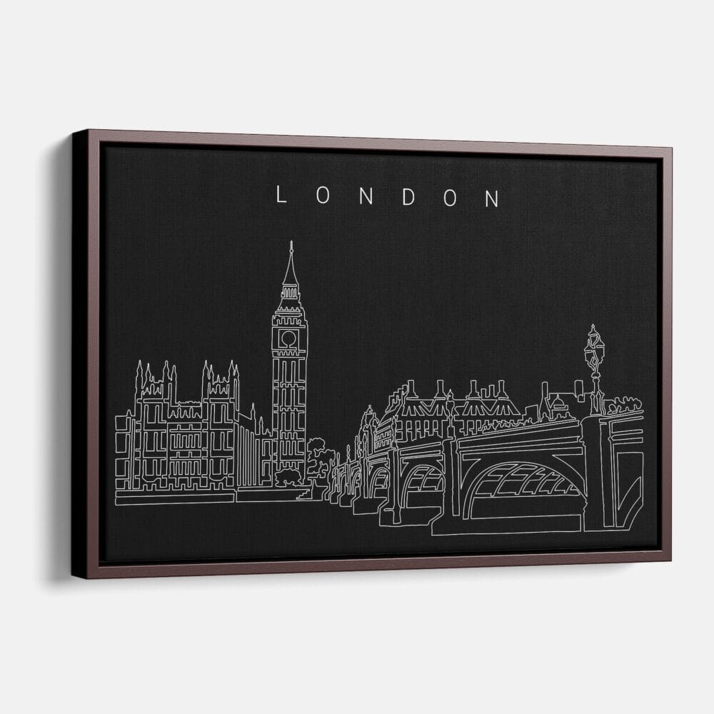 Framed London Big Ben Clock Tower Canvas Print - Main - Dark Framed London Big Ben Clock Tower Canvas Print - Main - Dark