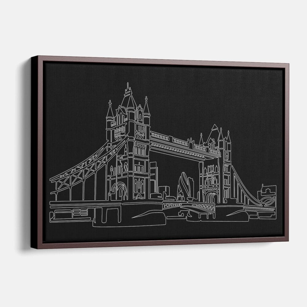 Framed London Bridge Canvas Print - Main - Dark Framed London Bridge Canvas Print - Main - Dark