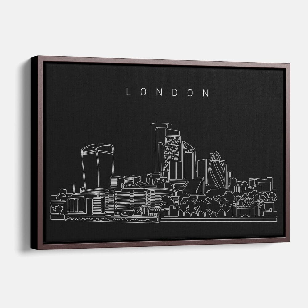 Framed London Skyline Canvas Print - Main - Dark Framed London Skyline Canvas Print - Main - Dark