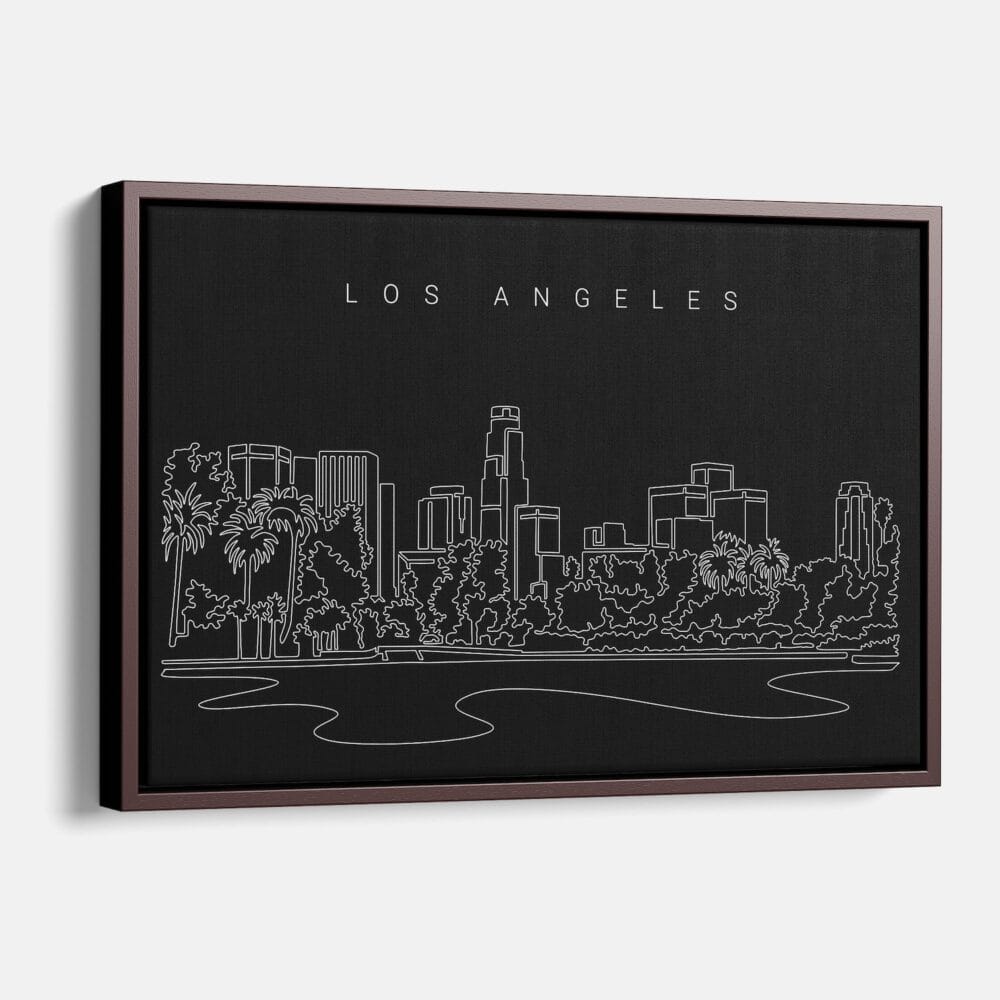 Framed Los Angeles Skyline Canvas Print - Main - Dark Framed Los Angeles Skyline Canvas Print - Main - Dark