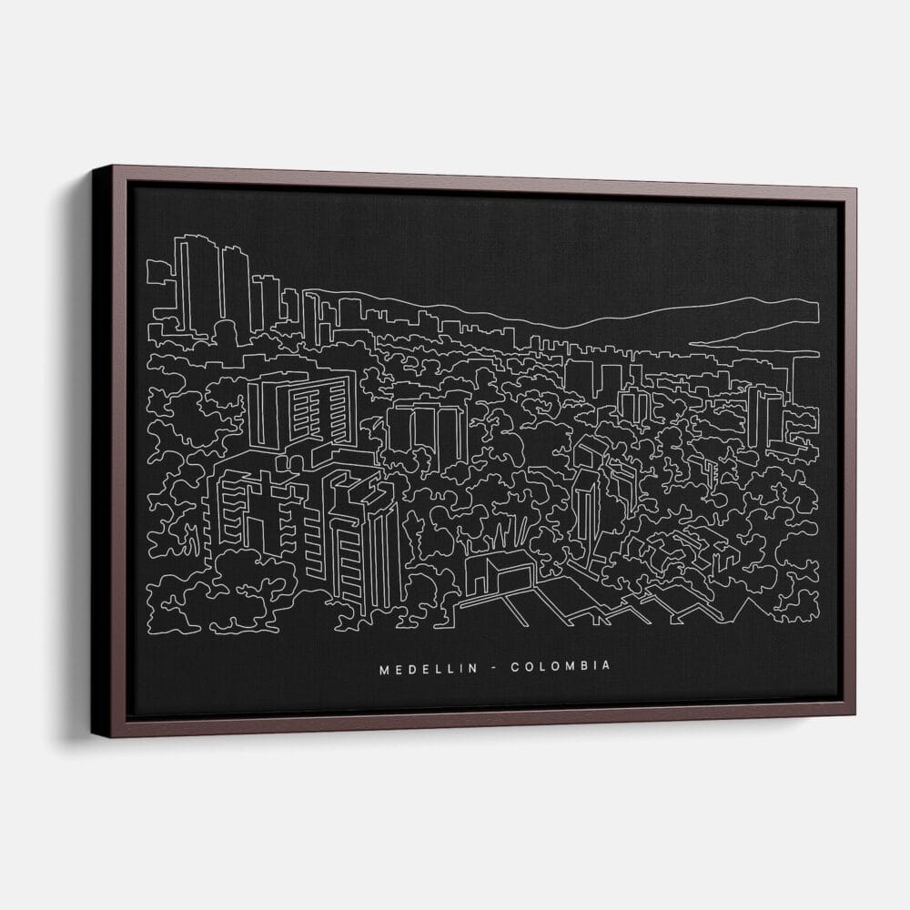 Framed Medellin Colombia Canvas Print - Main - Dark Framed Medellin Colombia Canvas Print - Main - Dark