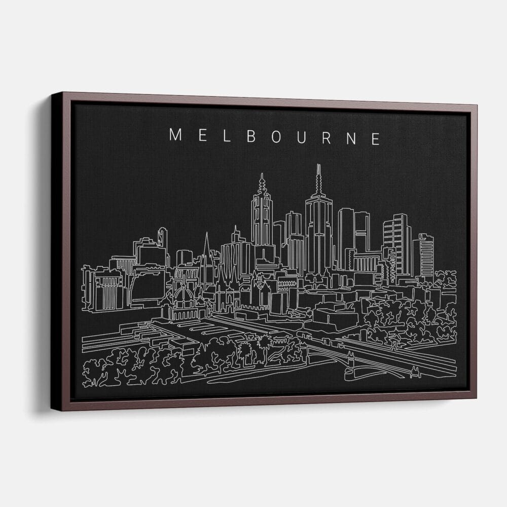 Framed Melbourne Canvas Print - Main - Dark Framed Melbourne Canvas Print - Main - Dark