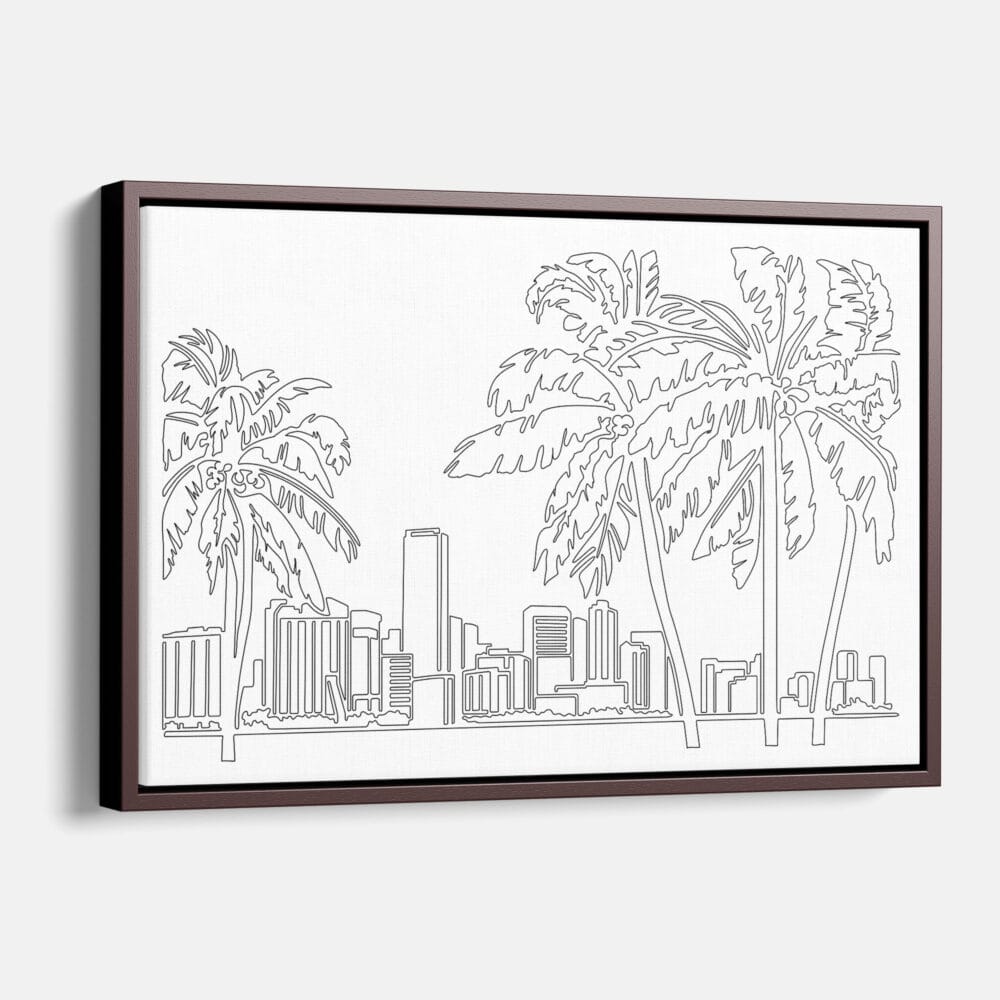 Framed Miami Skyline Canvas Print - Main - Light