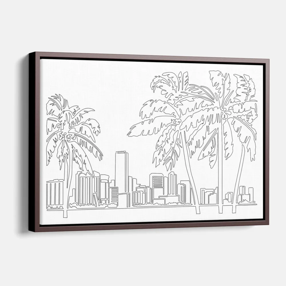 Framed Miami Skyline Canvas Print - Main - Light