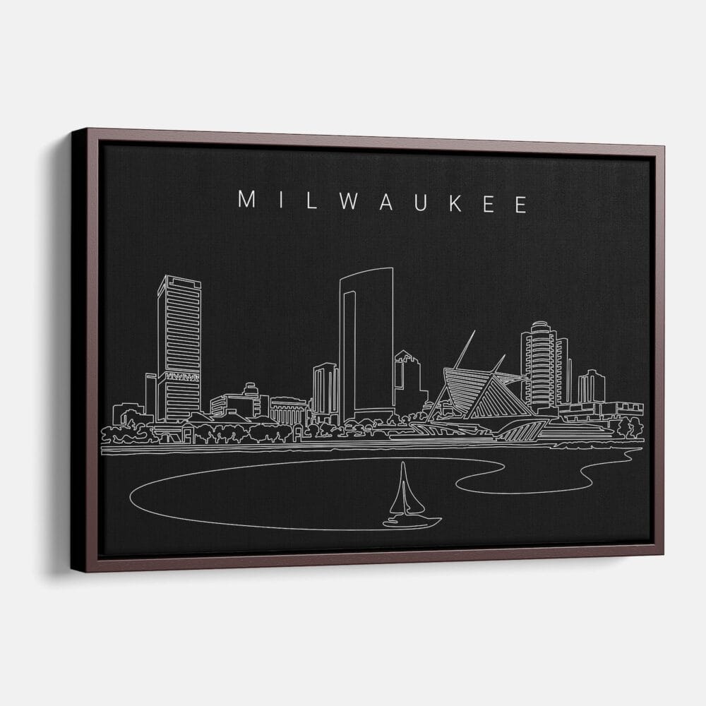 Framed Milwaukee Canvas Print - Main - Dark Framed Milwaukee Canvas Print - Main - Dark