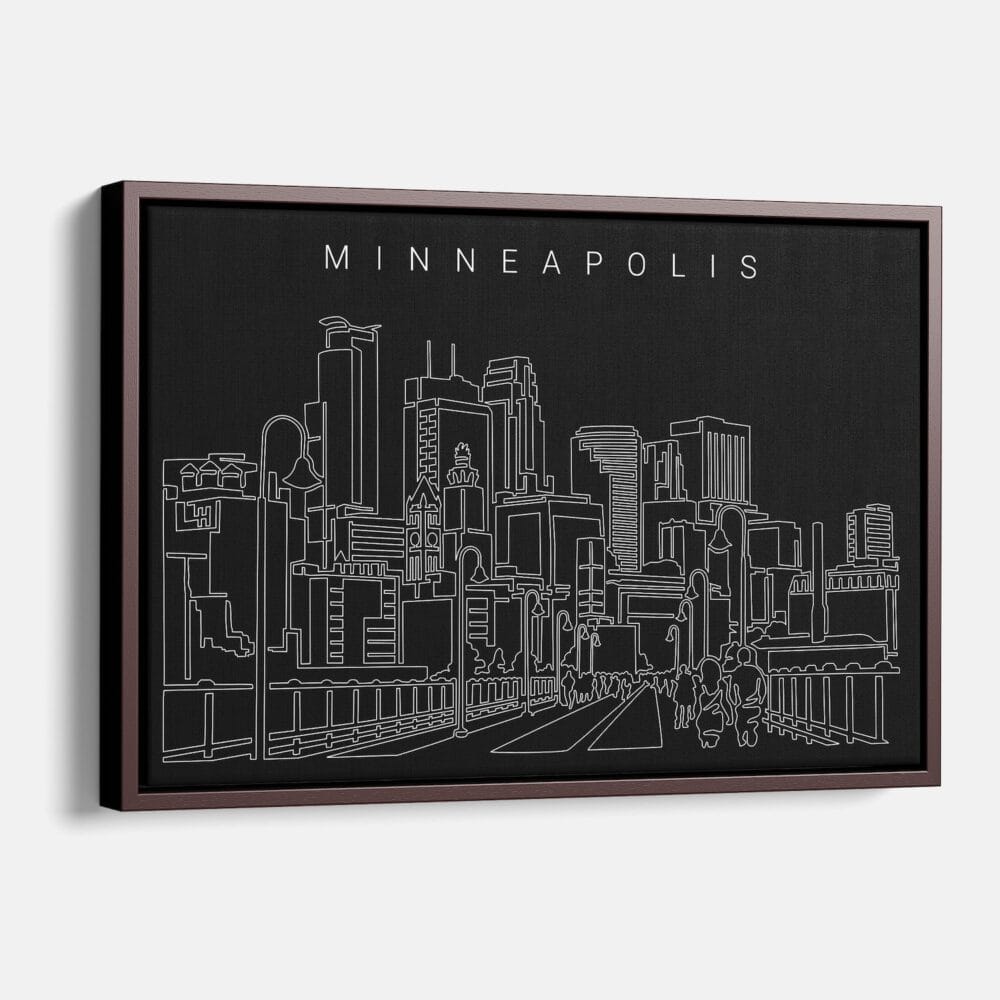 Framed Minneapolis Canvas Print - Main - Dark Framed Minneapolis Canvas Print - Main - Dark