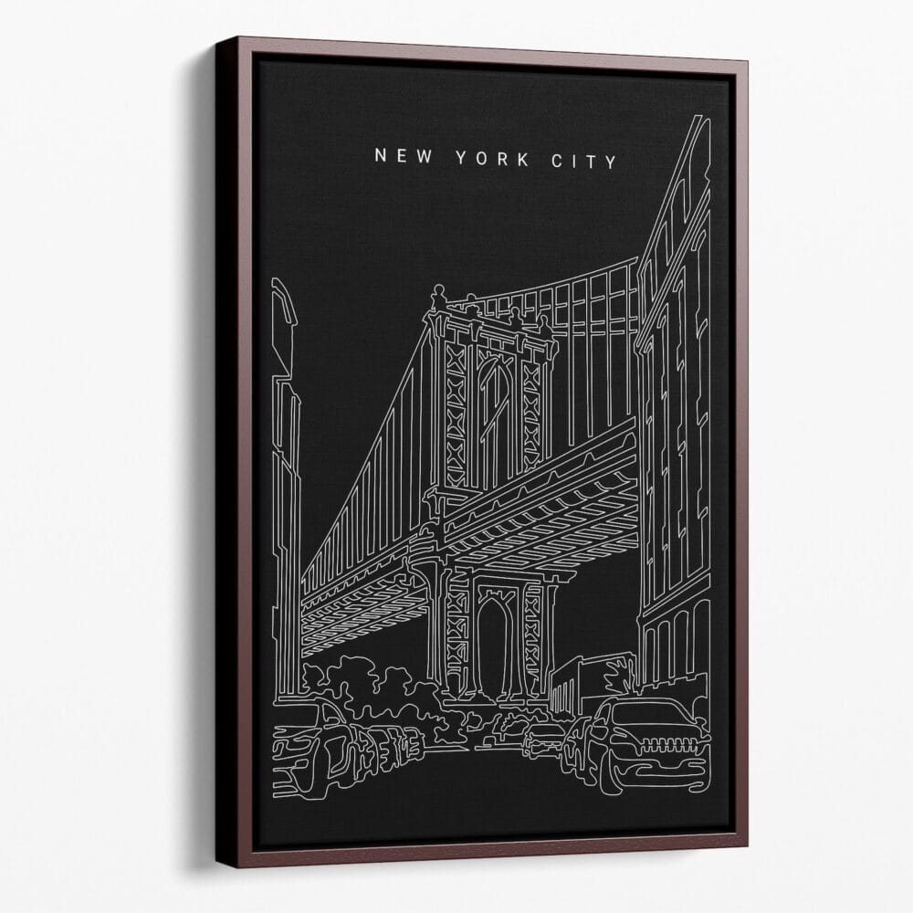 Framed NYC Manhattan Canvas Print - Portrait - Main - Dark Framed NYC Manhattan Canvas Print - Portrait - Main - Dark
