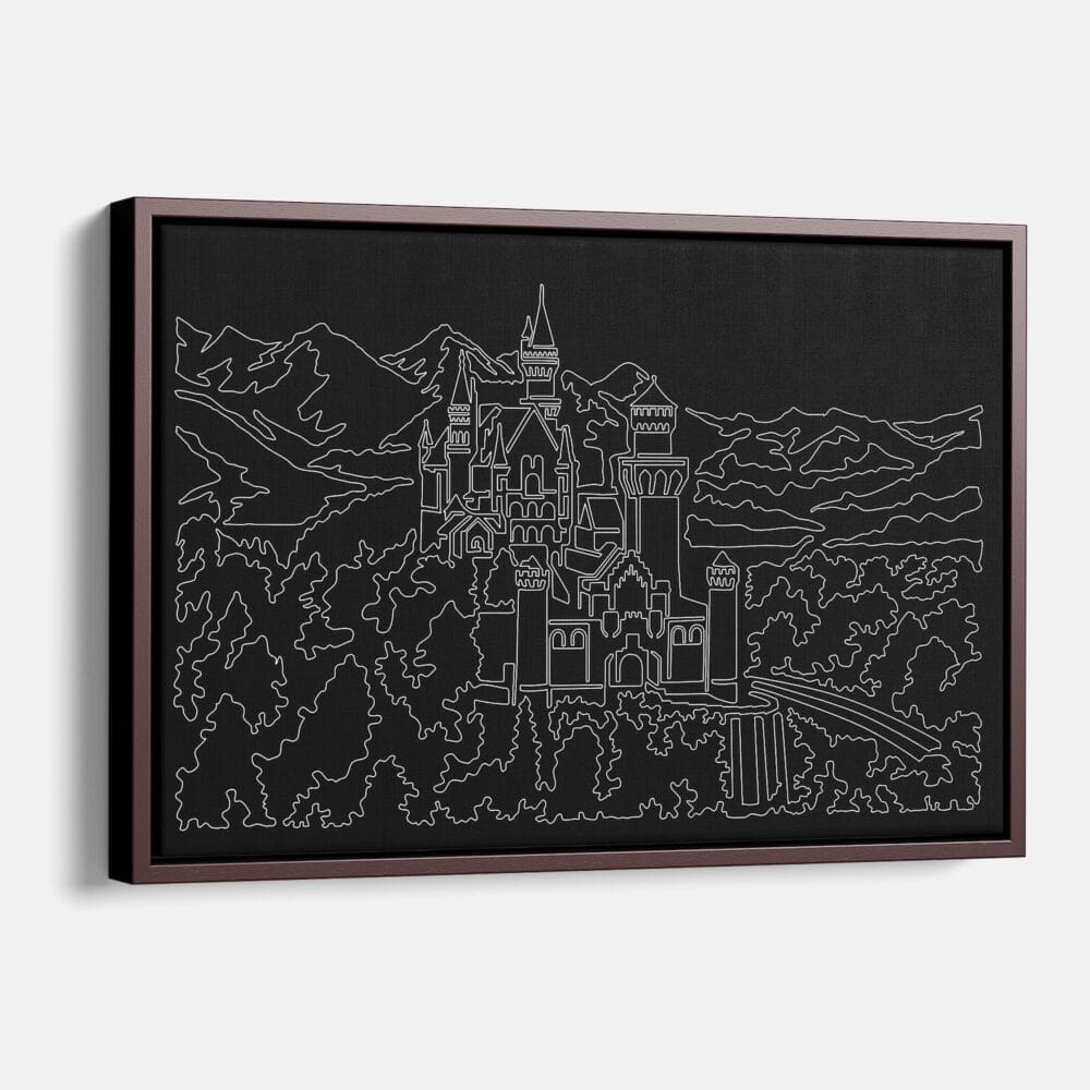 Framed Neuschwanstein Canvas Print - Main - Dark Framed Neuschwanstein Canvas Print - Main - Dark