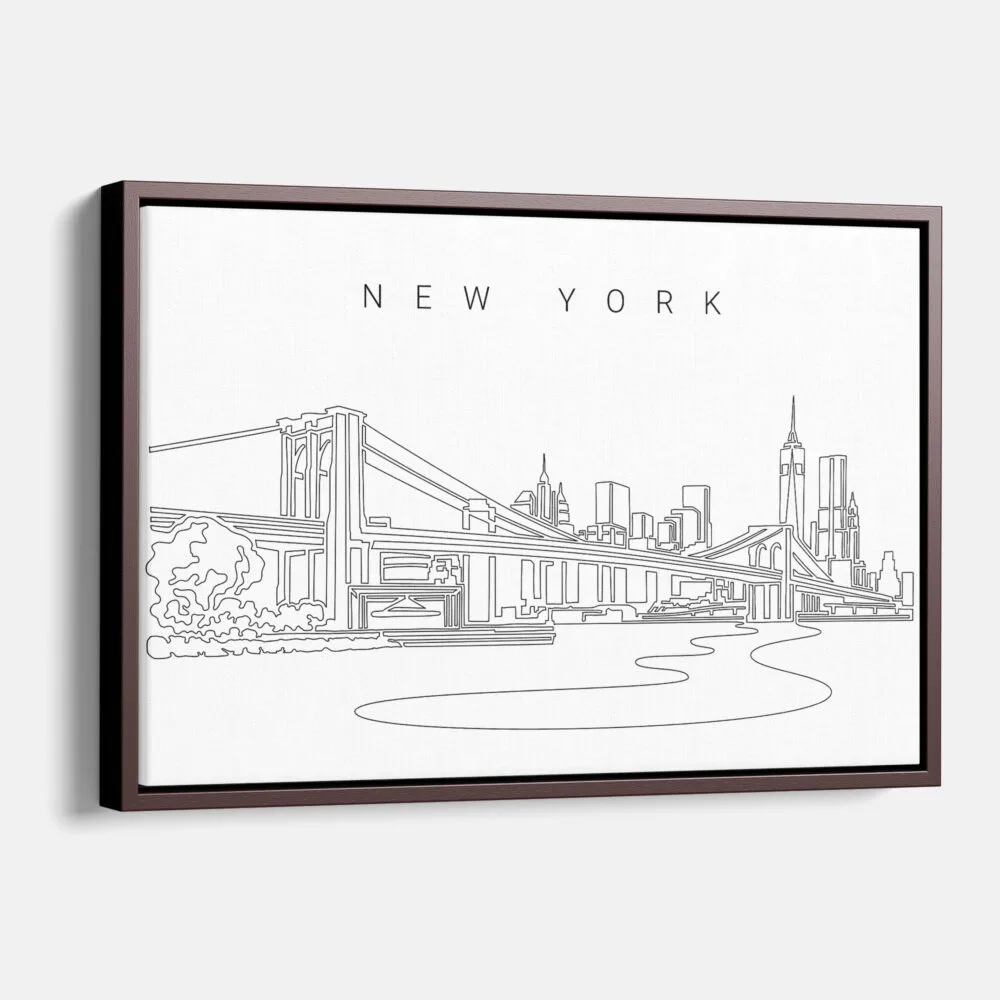 Framed New York Brooklyn Bridge Canvas Print - Main - Light Framed New York Brooklyn Bridge Canvas Print - Main - Light