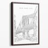 Framed New York Manhattan Bridge Canvas Print - Portrait - Main - Light