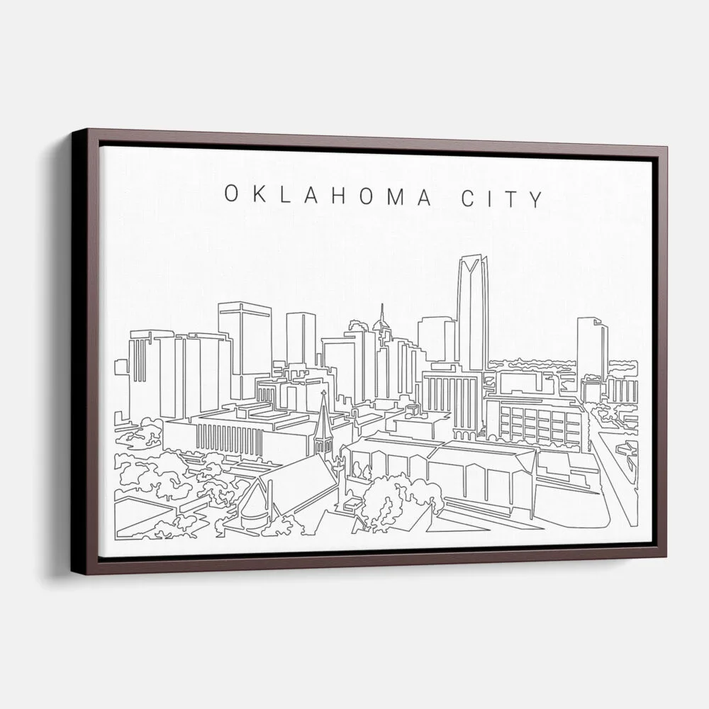 Framed Oklahoma City Canvas Print - Main - Light Framed Oklahoma City Canvas Print - Main - Light