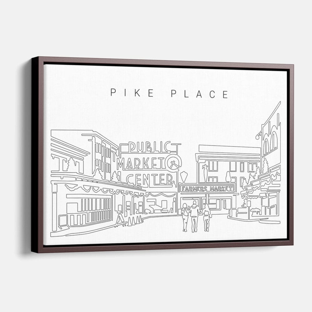 Framed Pike Place Market Canvas Print - Main - Light