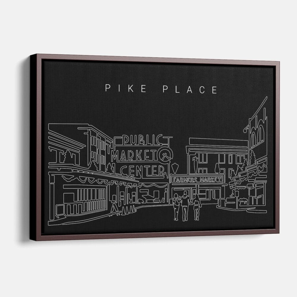 Framed Pike Place market Canvas Print - Main - Dark Framed Pike Place market Canvas Print - Main - Dark