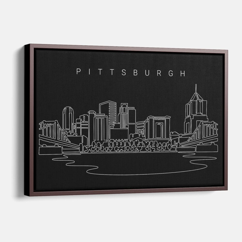 Framed Pittsburgh Canvas Print - Main - Dark 2 Framed Pittsburgh Canvas Print - Main - Dark 2