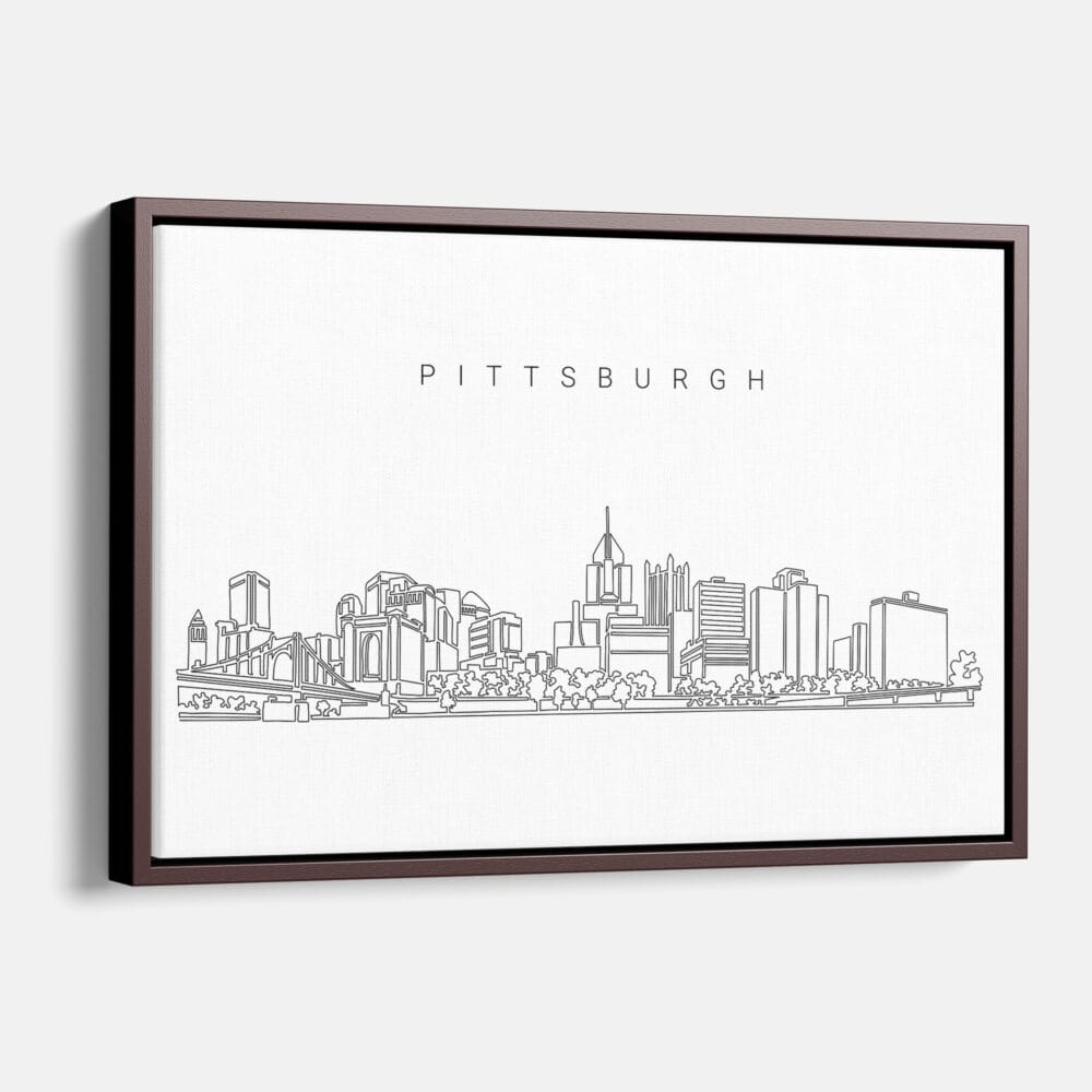 Framed Pittsburgh Skyline Canvas Print - Main - Light