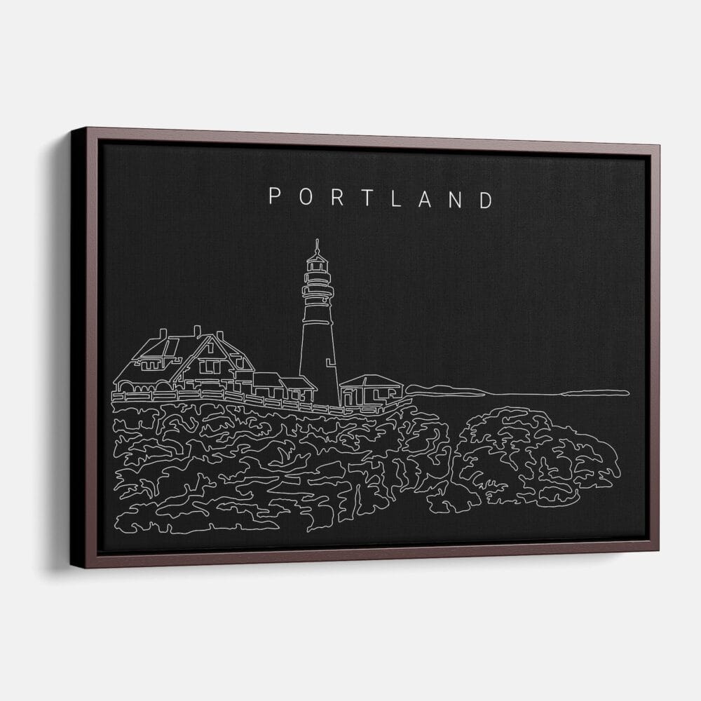 Framed Portland Maine Canvas Print - Main - Dark Framed Portland Maine Canvas Print - Main - Dark