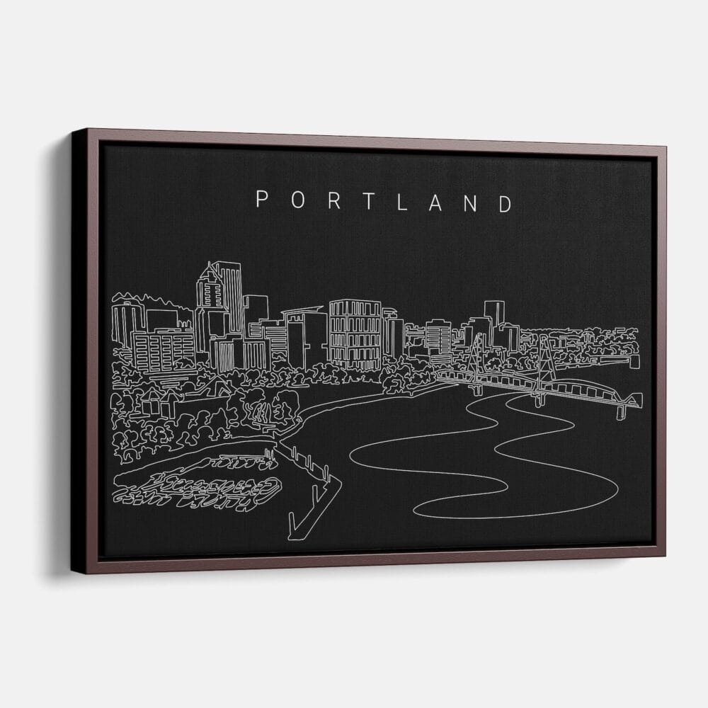 Framed Portland Oregon Canvas Print - Main - Dark Framed Portland Oregon Canvas Print - Main - Dark