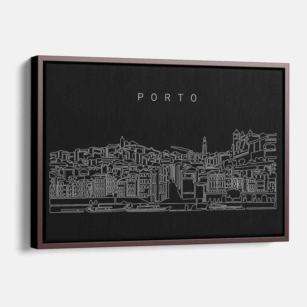 Framed Porto Skyline Canvas Print - Main - Dark Framed Porto Skyline Canvas Print - Main - Dark