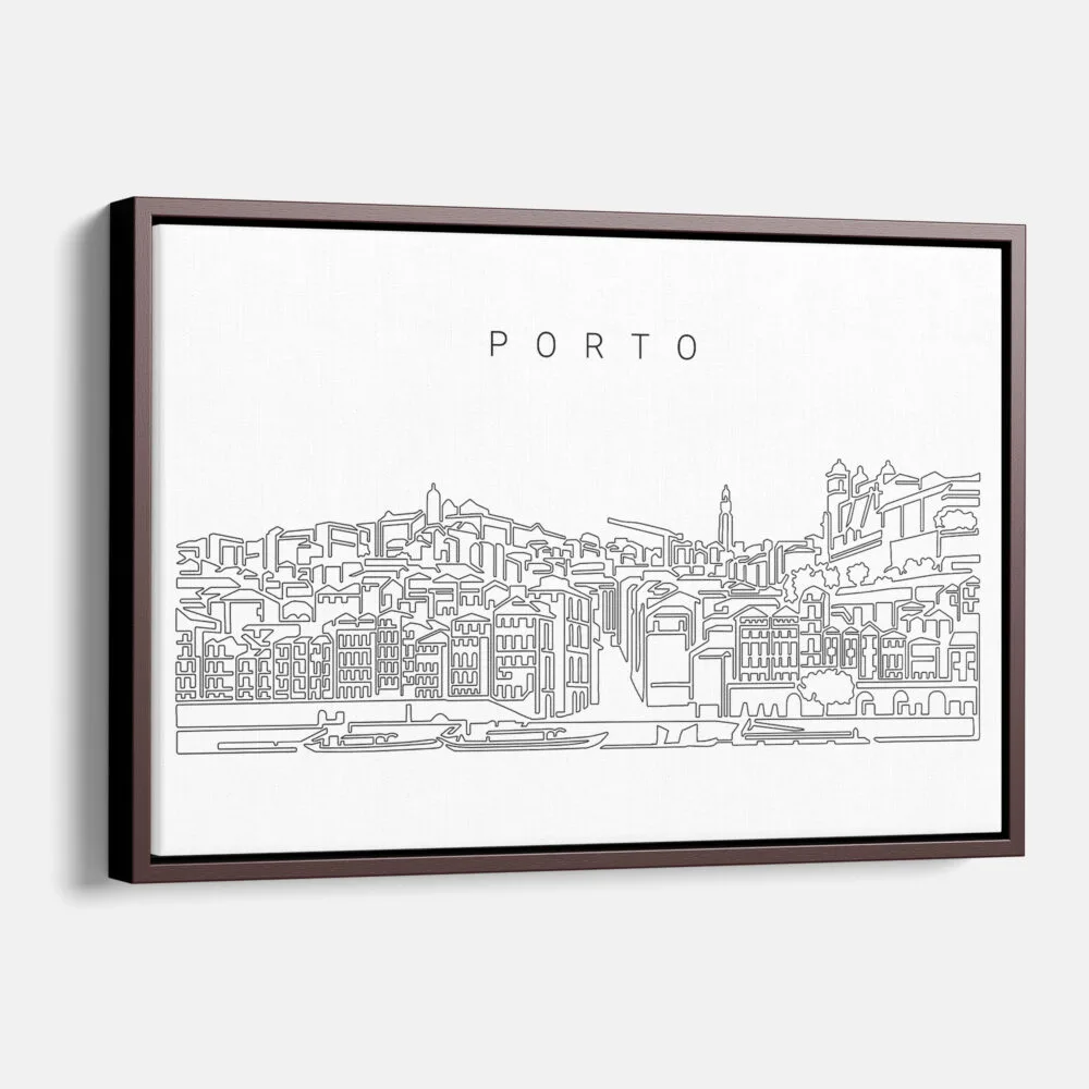 Framed Porto Skyline Canvas Print - Main - Light