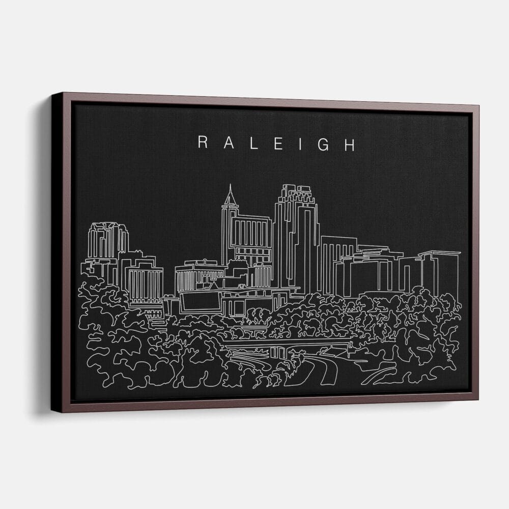Framed Raleigh Canvas Print - Main - Dark Framed Raleigh Canvas Print - Main - Dark