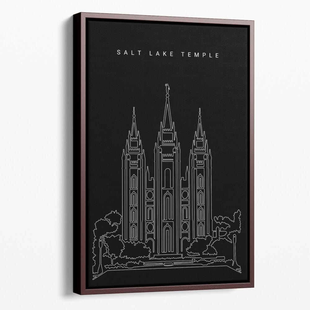 Framed Salt Lake Temple Canvas Print - Portrait - Main - Dark Framed Salt Lake Temple Canvas Print - Portrait - Main - Dark